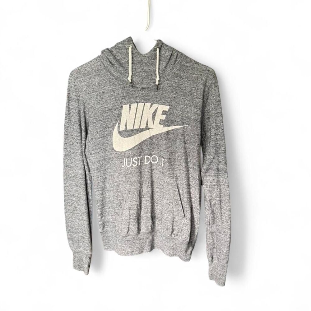 Nike Gray Just Do It Hoodie Women’s Medium Lightweight. Organic Cotton Blend